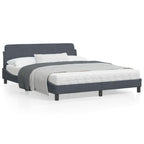 vidaXL Double Bed Frame with Headboard - Dark Gray Velvet, Modern Bedroom Furniture, Easy Assembly, 59.8"x79.9"