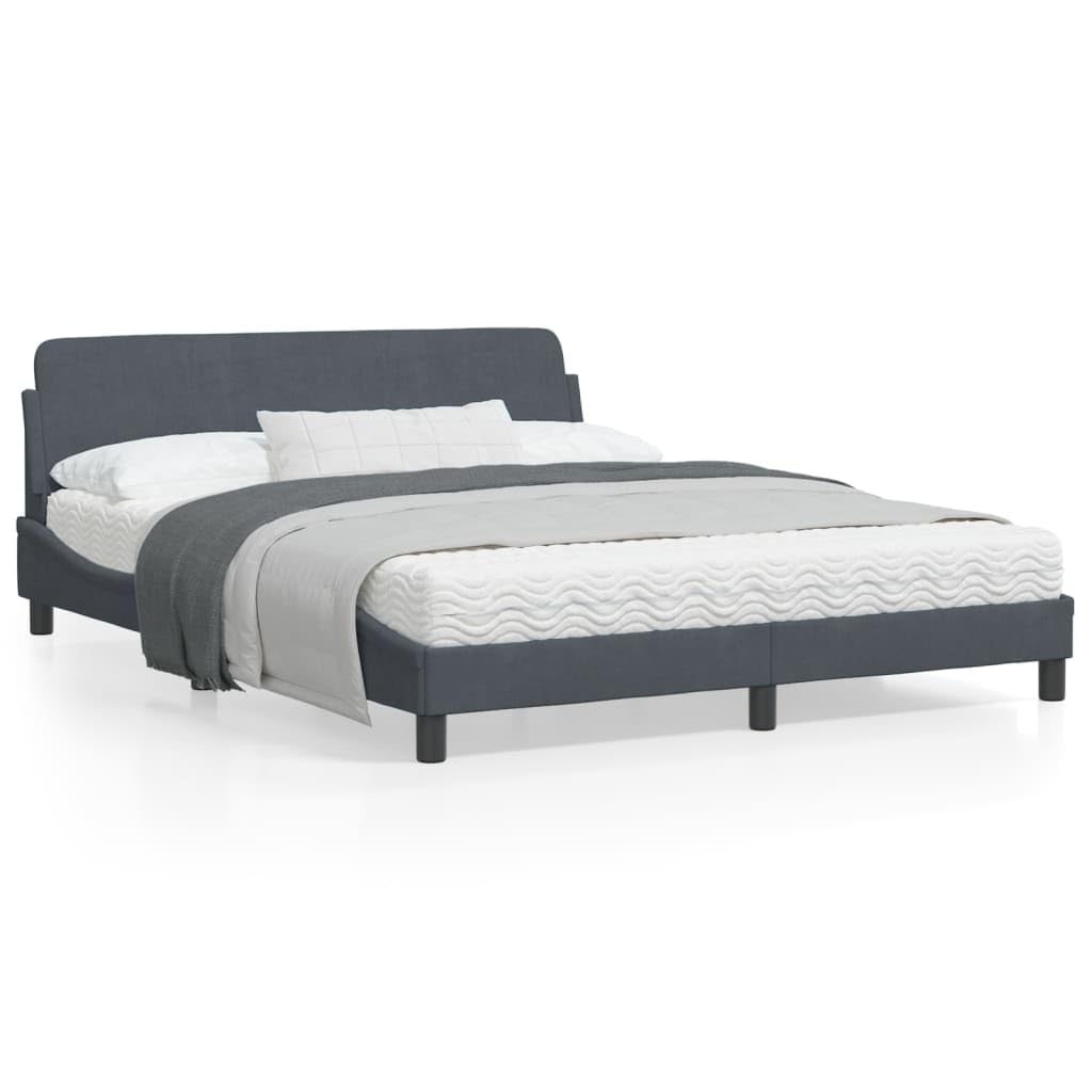 vidaXL Double Bed Frame with Headboard - Dark Gray Velvet, Modern Bedroom Furniture, Easy Assembly, 59.8"x79.9"