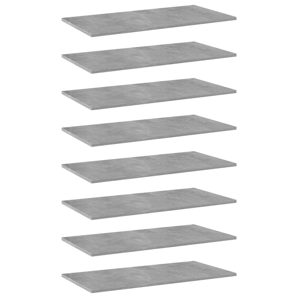 Bookshelf Boards 8 pcs Concrete Gray 31.5&quot;x15.7&quot;x0.6&quot; Chipboard