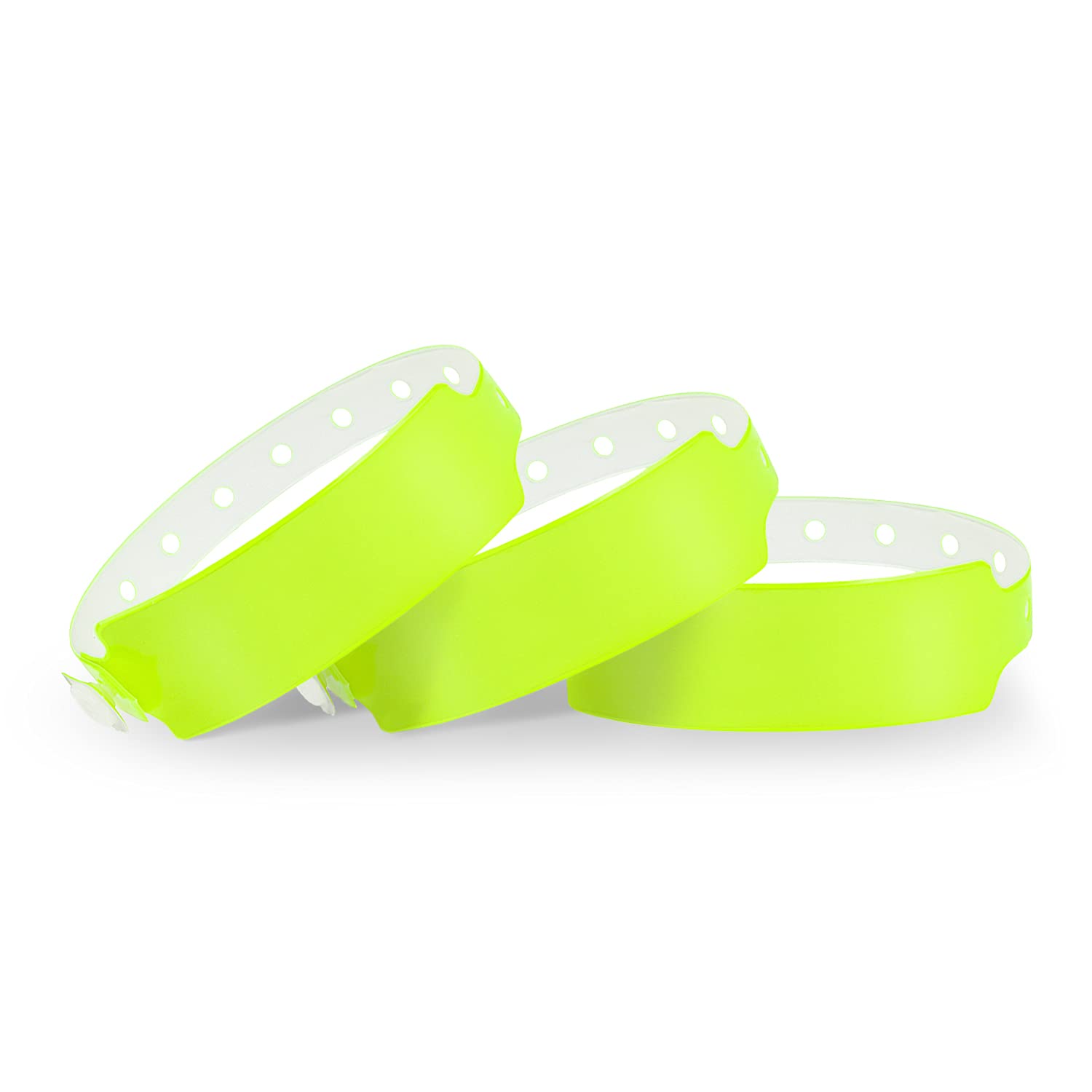 Wristall Neon Yellow Plastic Wristbands 100 Pack - Colored Wristbands For Events, Vinyl Wrist Bands Of Party Custom Plastic Brac