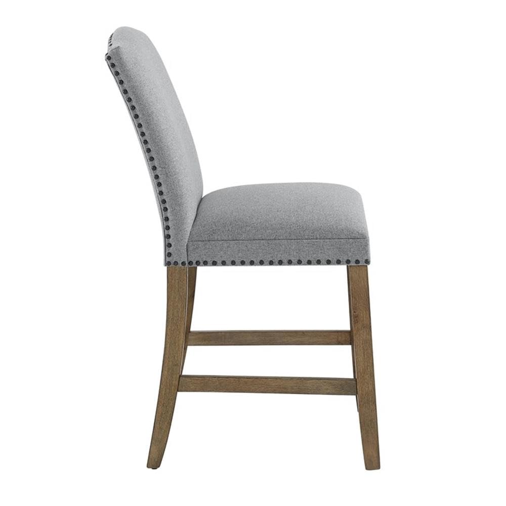 Steve Silver Furniture Grayson Counter Chairs, Refined Rustic Styling, Memory Foam Top Layer, Driftwood Finish, Set of 2 Side Chairs, Kitchen, Dining Room, 24.5" D x 20" W x 41.5" H, Gray