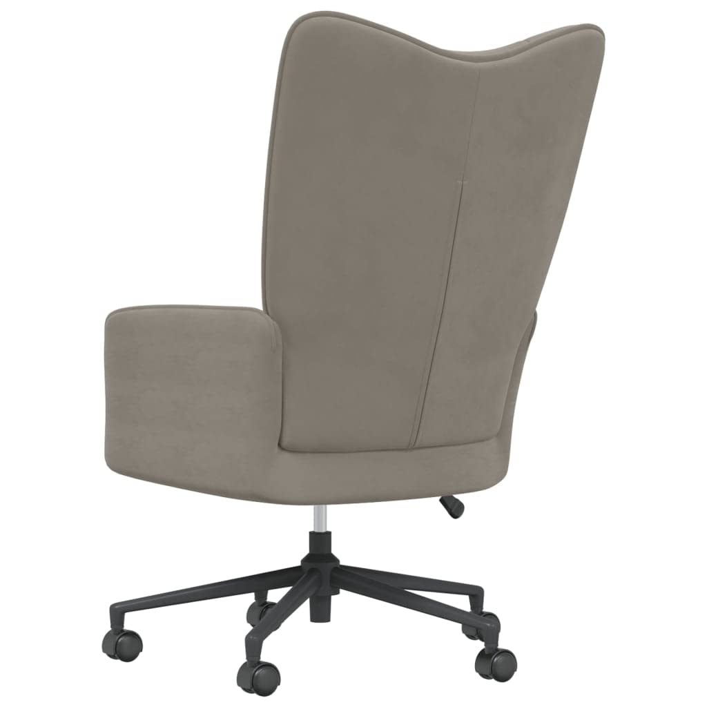 vidaXL Relaxing Chair with Adjustable Height in Light Gray Velvet, Steel Frame, and Swivel Mechanism - Modern Seating for Office or Living Room