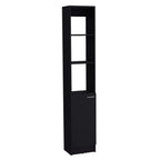 DEPOT E-SHOP Cabinet - Parks Linen, 1 Door, 6 Shelves, Black, Bathroom, Bedroom, Home Office, 70.87x13.03x10.43 inches