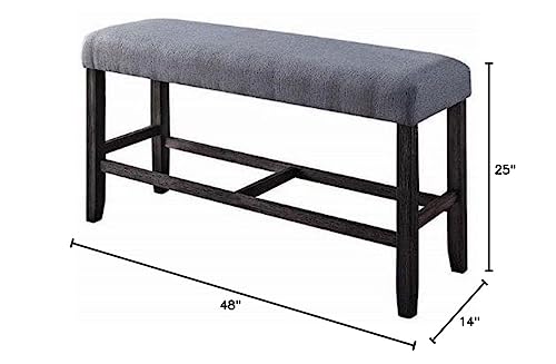 Acme Yelena Counter Height Bench in Fabric & Weathered Espresso