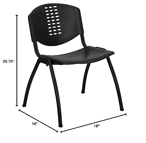 Flash Furniture NF01ABK Plastic Office Chair, Black (RUT-NF01A-BK-GG)