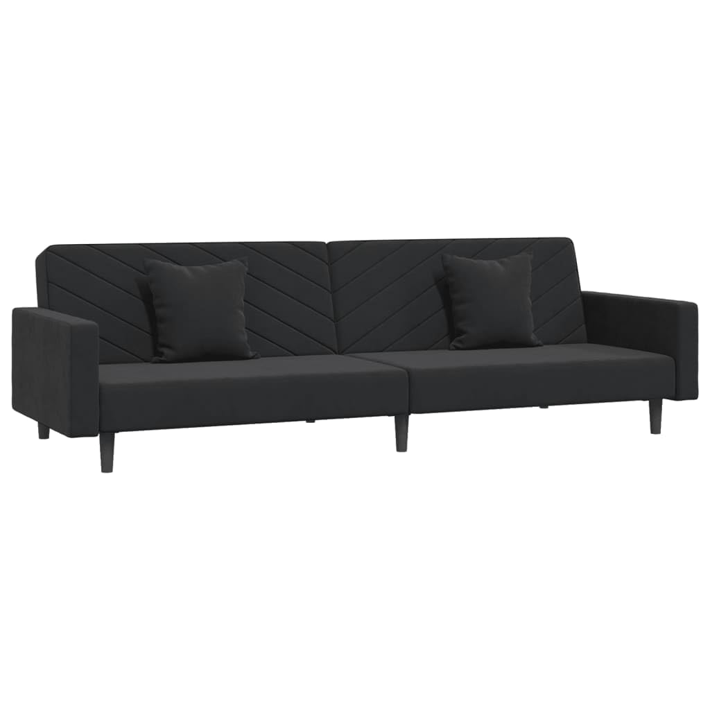 vidaXL 2-Seater Sofa Bed with Pillows - Convertible Couch & Sleeper in Black Velvet, Modern Design, Versatile for Home & Office