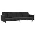 vidaXL 2-Seater Sofa Bed with Pillows - Convertible Couch & Sleeper in Black Velvet, Modern Design, Versatile for Home & Office
