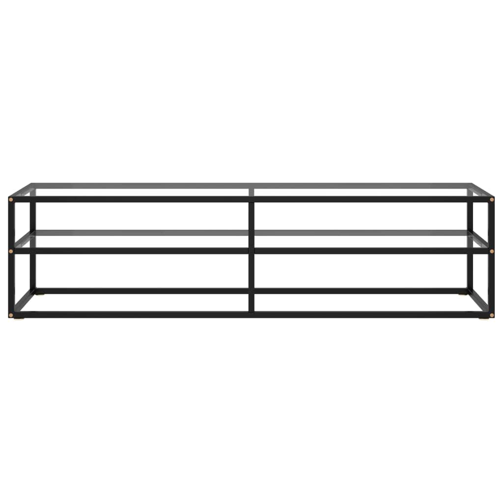 vidaXL Black TV Stand with Glass, Sleek Design, Tempered Glass with Shelf, Easy to Assemble - 63&quot;x15.7&quot;x15.7&quot;