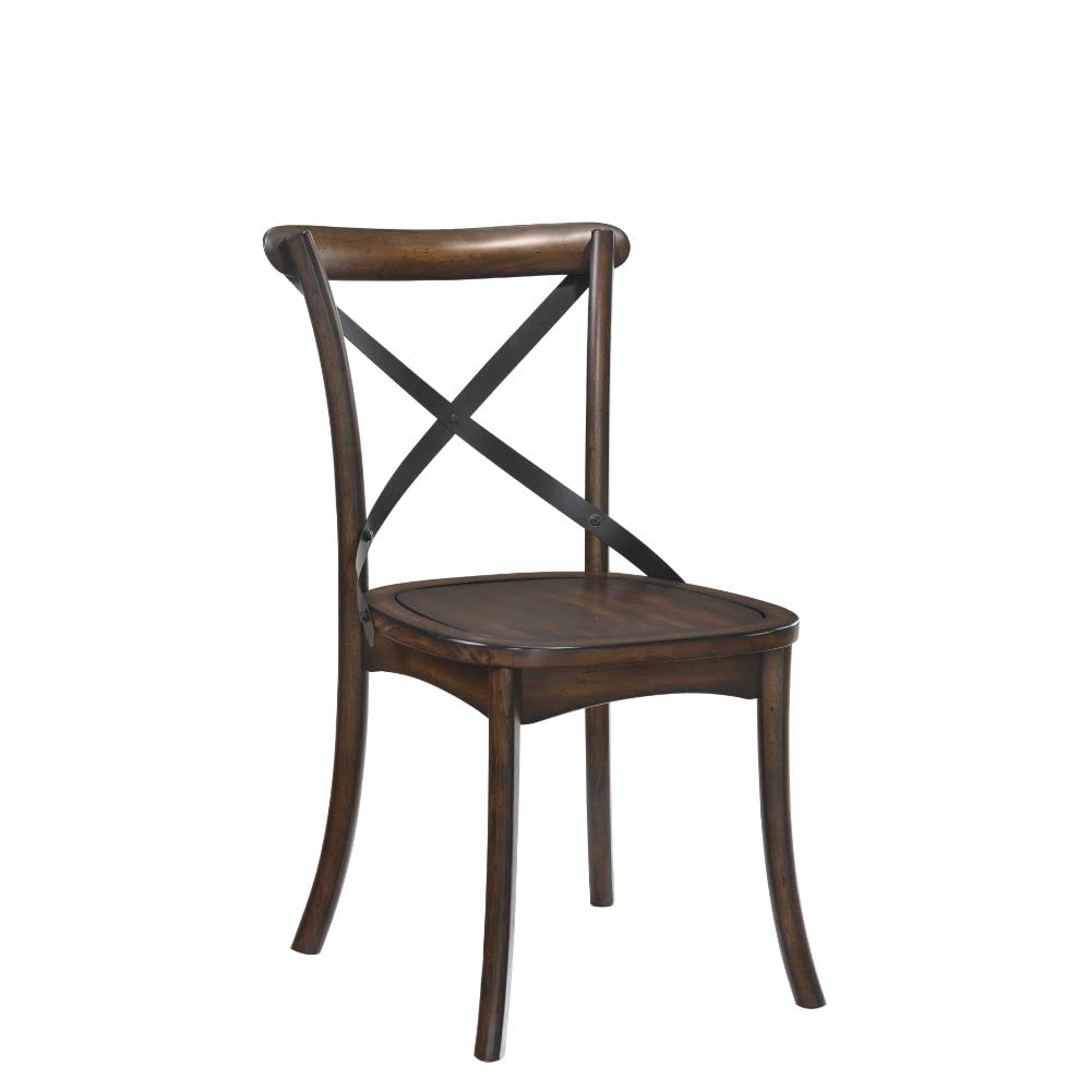 Acme Kaelyn Wooden Side Chair in Dark Oak and Black Set of 2