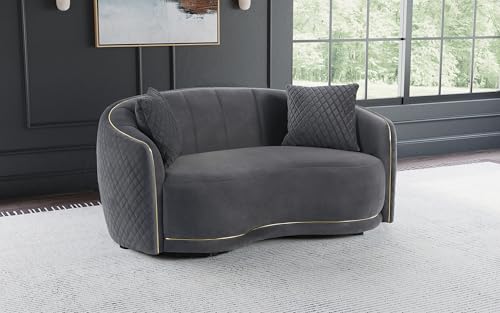 Coaster Home Furnishings Brookside Velvet Upholstered Curved Loveseat Dark Grey