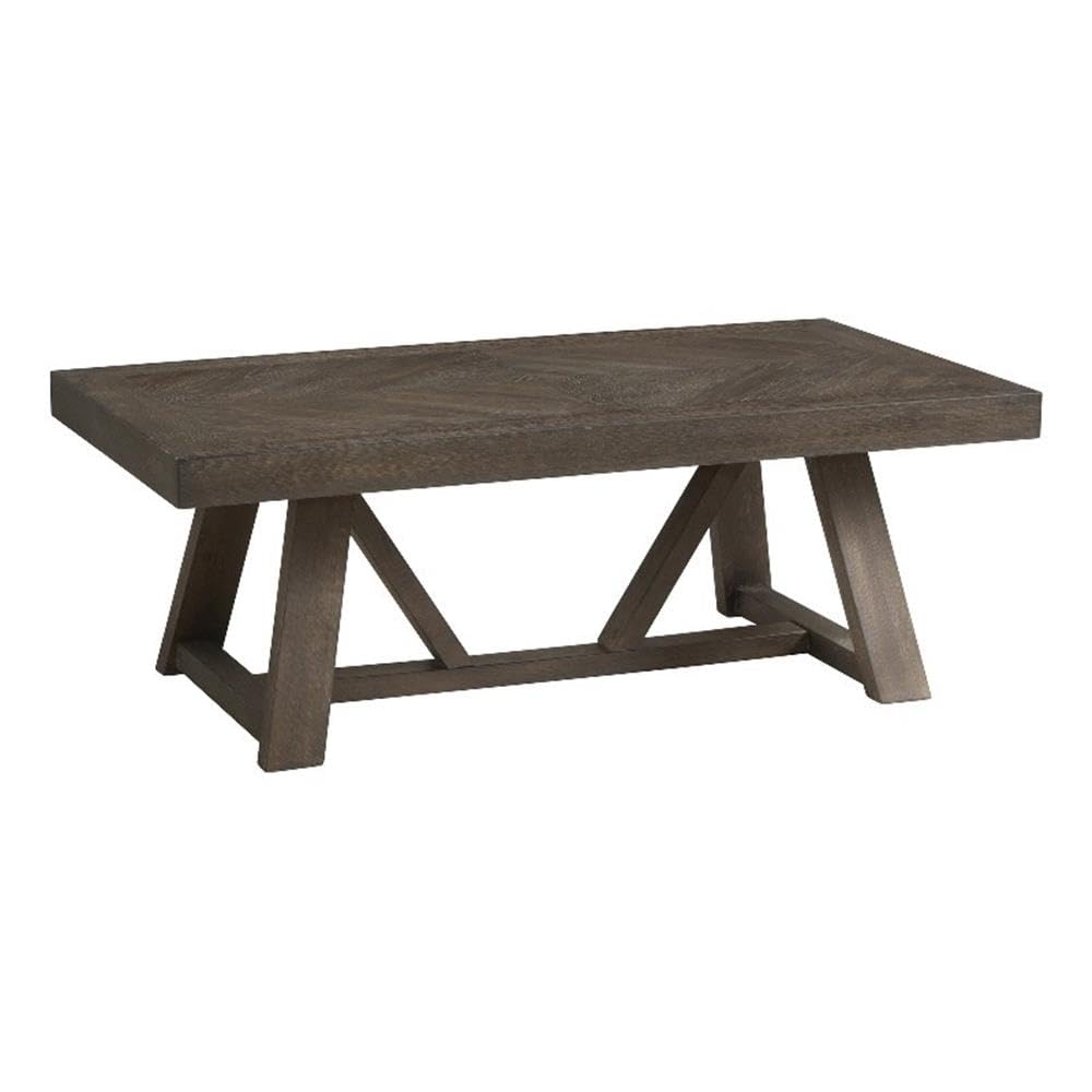 Intercon Hearst 52" Wide Coffee Table with Trestle-Styled Base, Reclaimed Chevron