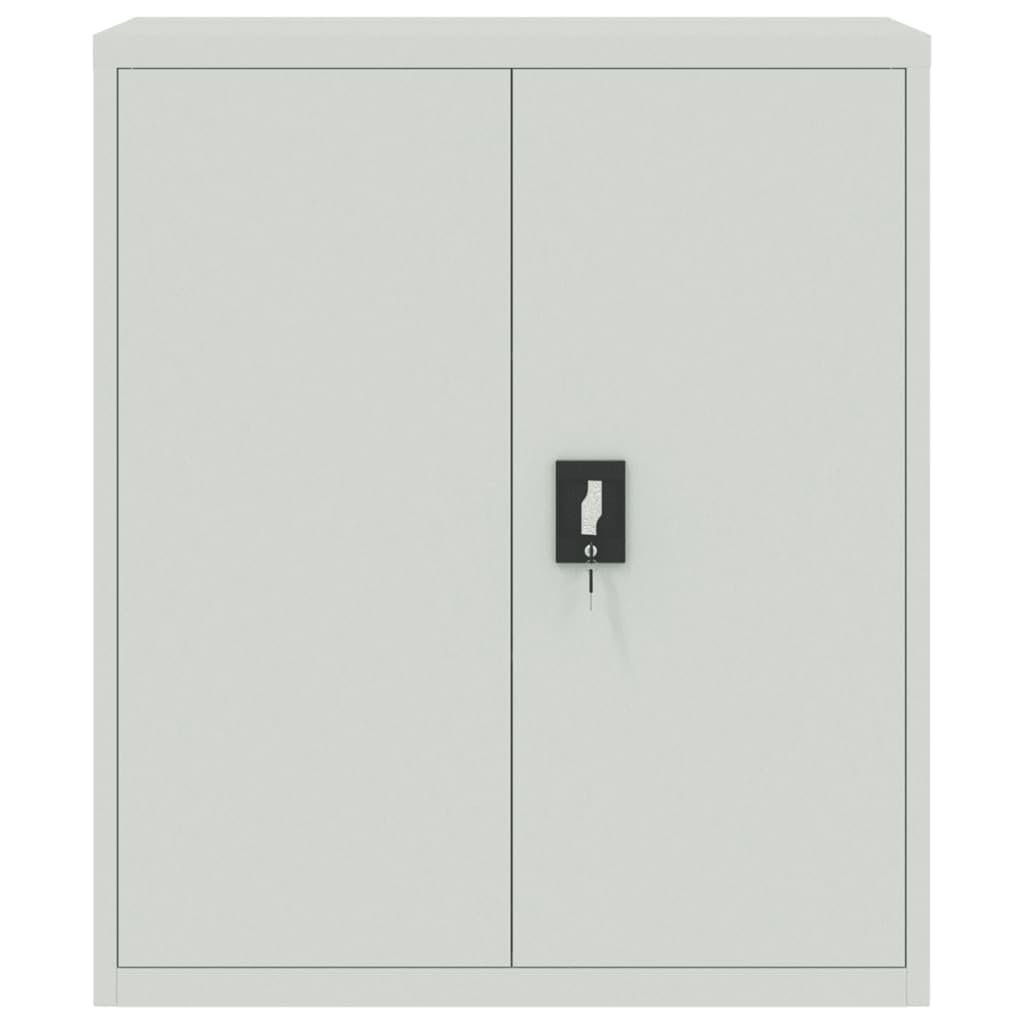 vidaXL File Cabinet Lockable Metal Storage Cabinet with Doors Light Gray Steel