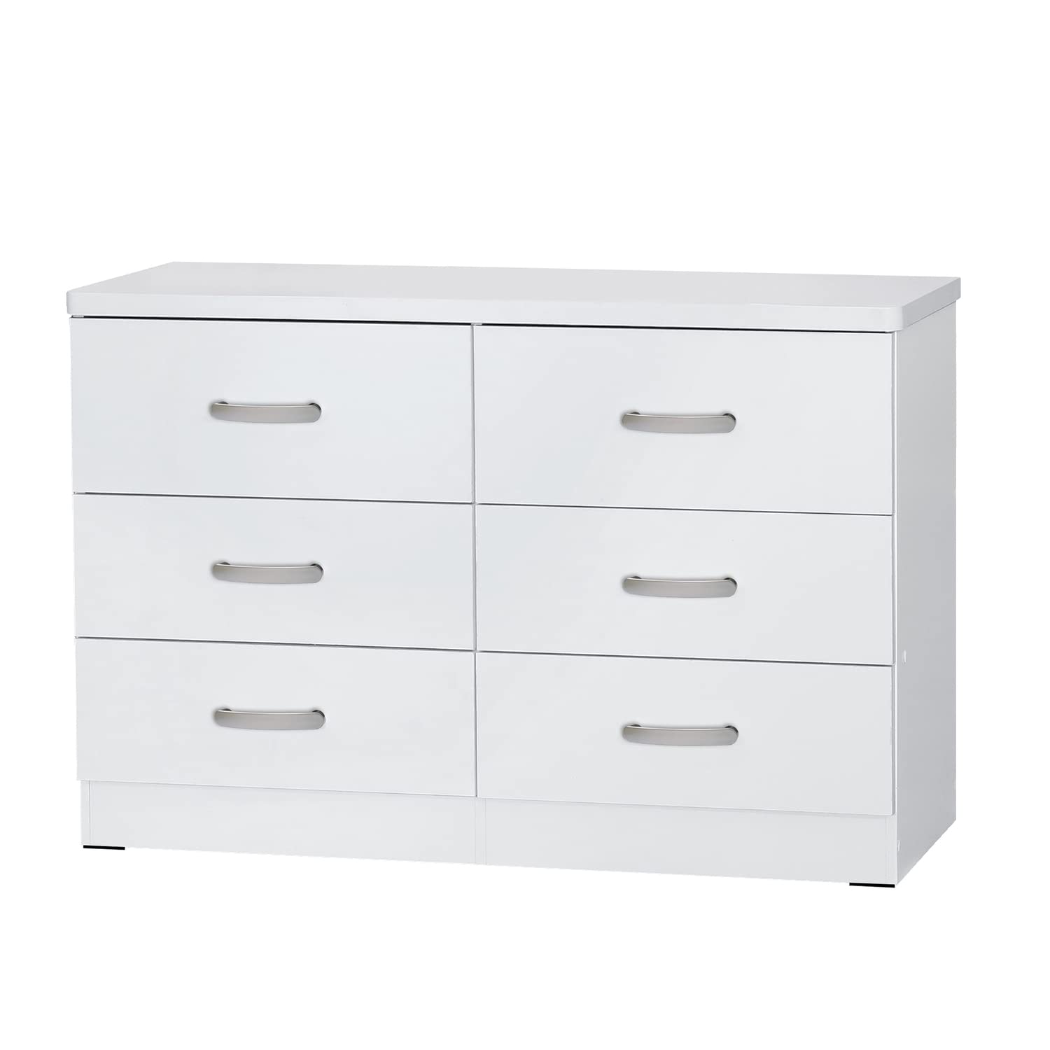 Better Home Products DD and PAM 6 Drawer Engineered Wood Bedroom Dresser in White