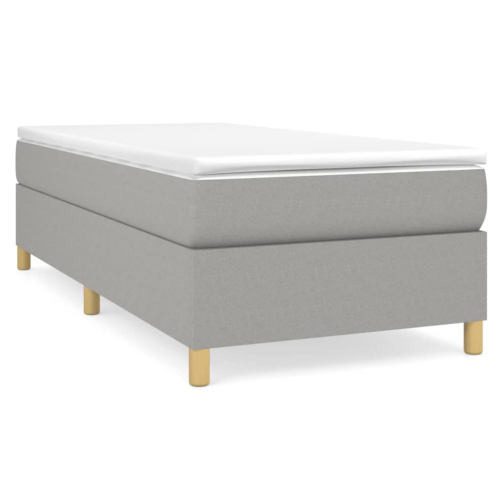 vidaXL Twin XL Fabric Box Spring Bed Frame, Light Gray - Plywood and Engineered Wood Construction - Fitting for 39.4"x79.9" Mattress