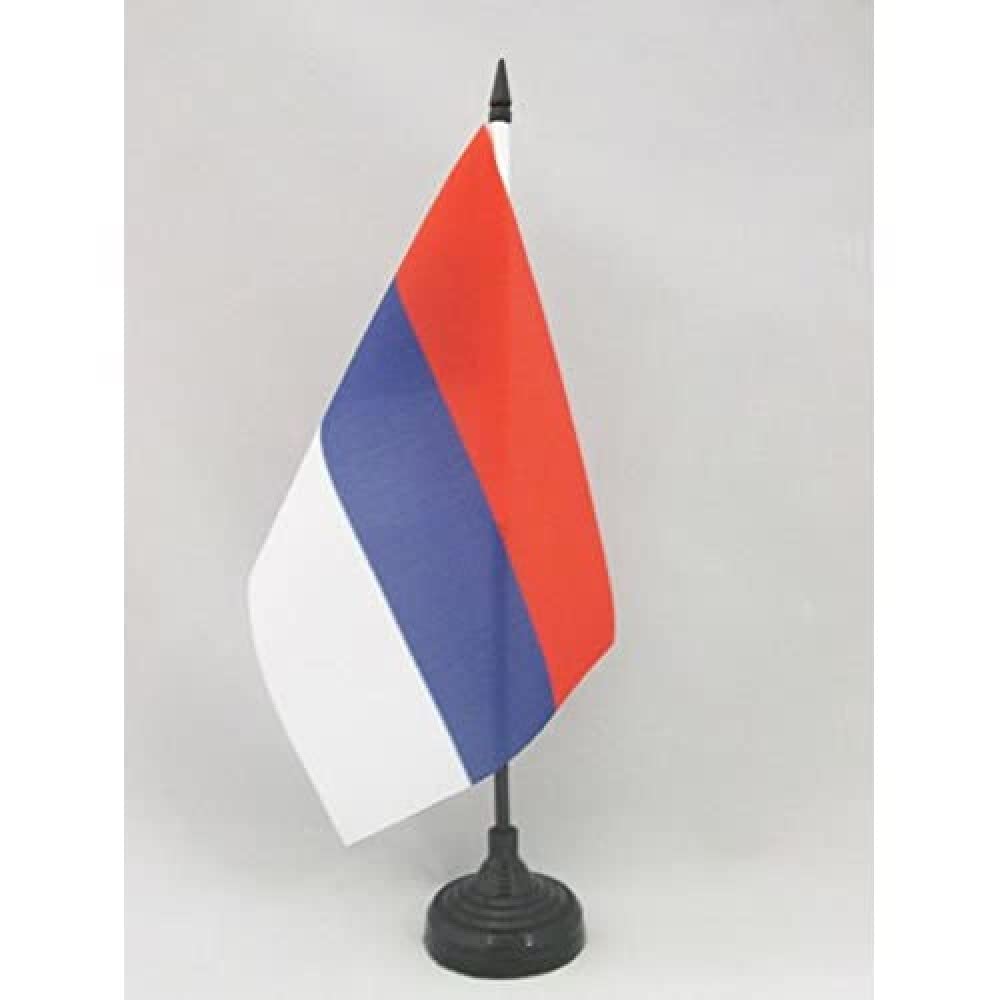 Serbia Civil Table Flag 5' X 8' - Serbian Without Arms Desk Flag 21 X 14 Cm - Black Plastic Stick And Base - Az Flag