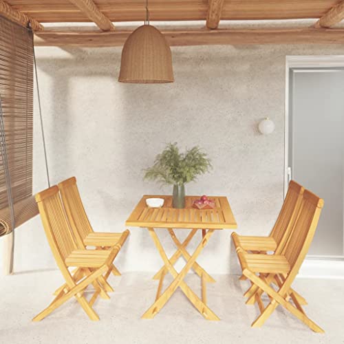 vidaXL Patio Dining Set 5 Piece, Folding Table and Chairs, Outdoor Furniture Set for Garden Balcony, Conversation Set, Modern, Solid Teak Wood