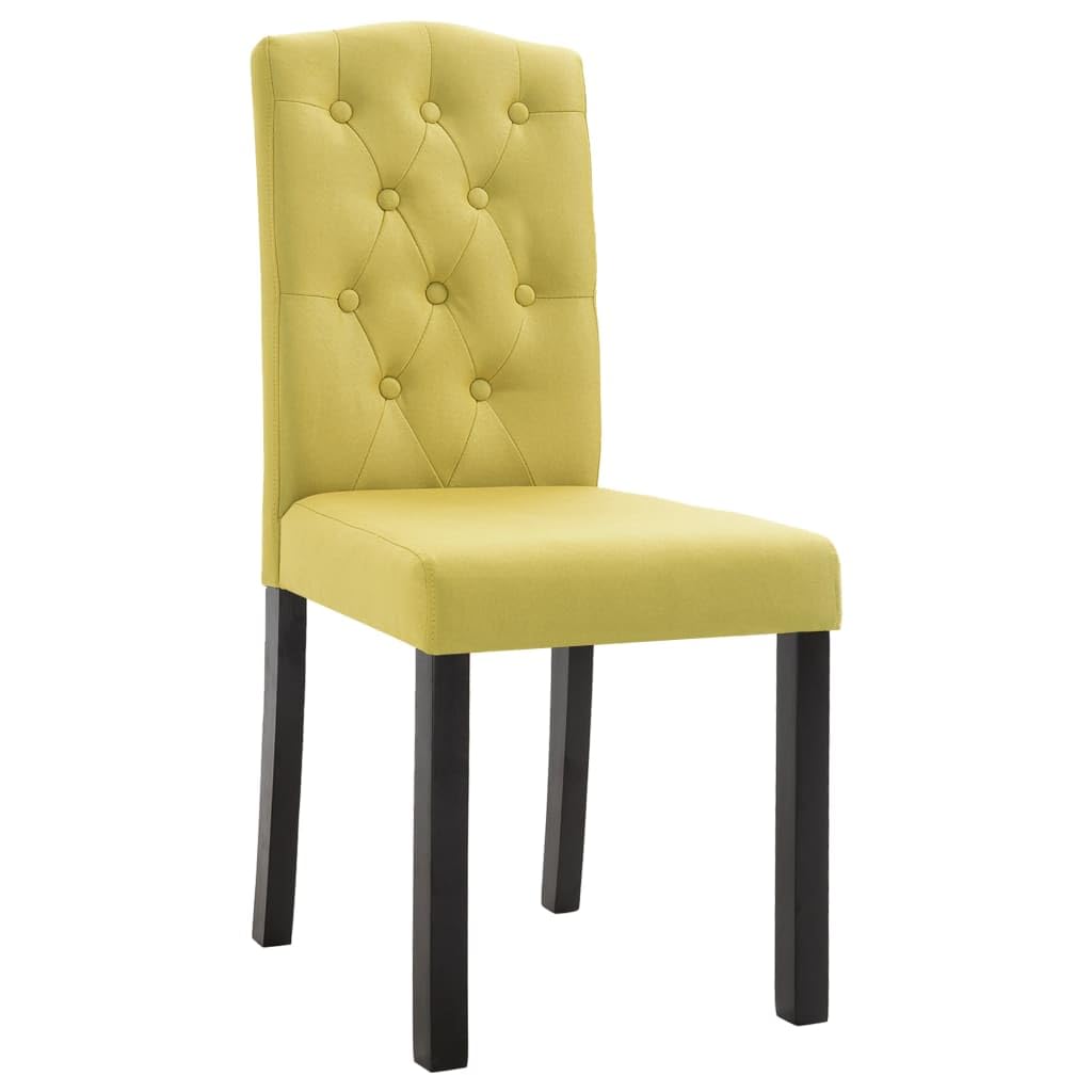 vidaXL Dining Chairs - Set of 6 - Elegant Design, Ergonomic Comfort, Solid Wood Legs, Easy Assembly, Green Fabric Upholstery