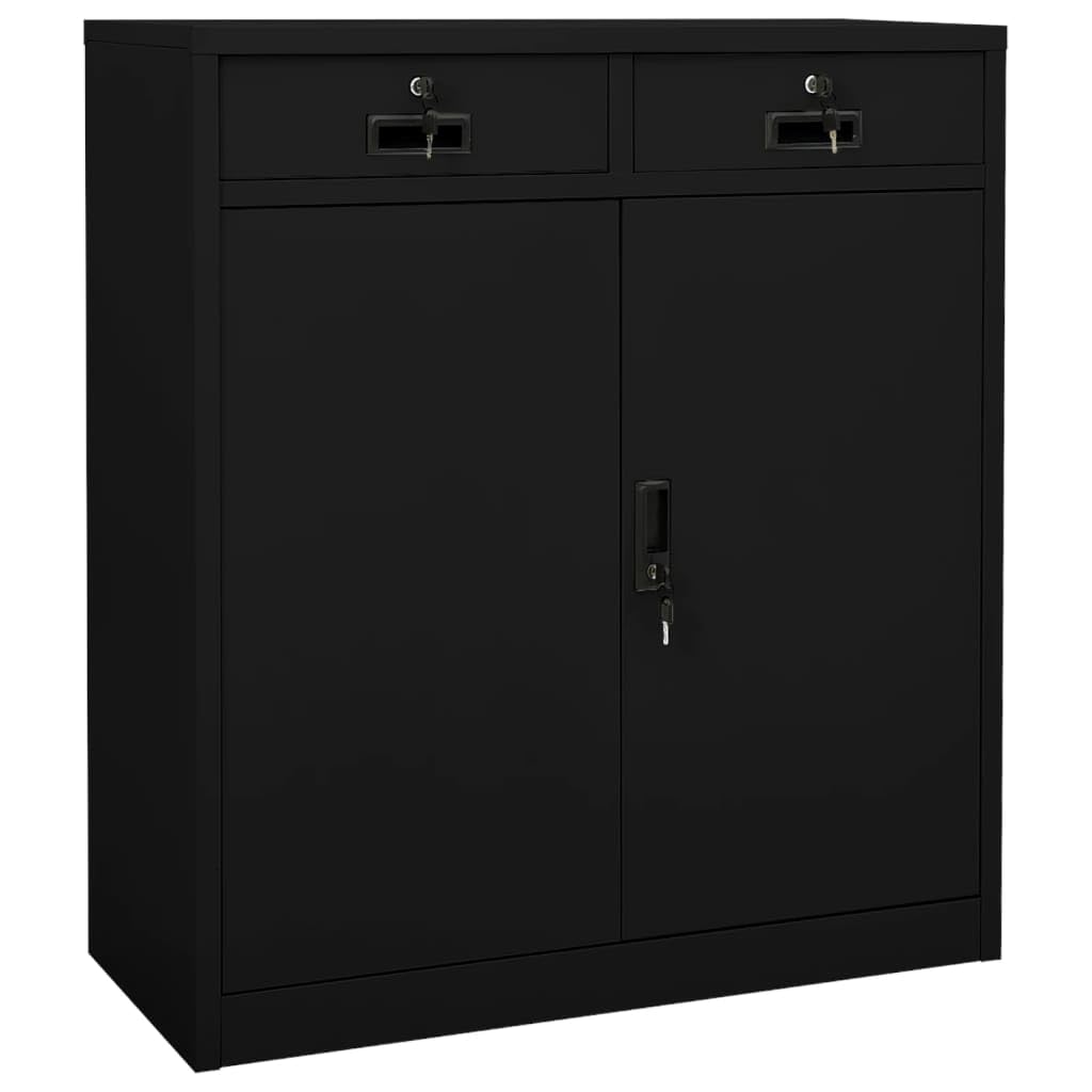 vidaXL Office Cabinet Black 35.4&quot;x15.7&quot;x40.2&quot; Steel