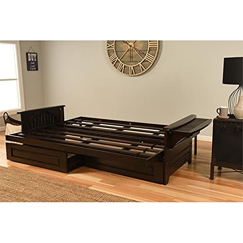 Kodiak Furniture Phoenix Queen Espresso Wood Storage Futon-Mocha Brown Mattress