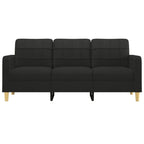 vidaXL Modern 3-Seater Sofa in Black Fabric, 70.9" Wide for Comfortable Seating, Ideal for Living Room, Lounge or Office Space