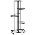 vidaXL Black Iron Plant Stand on Wheels- Multipurpose Storage Rack for Home and Garden, Portable and Durable