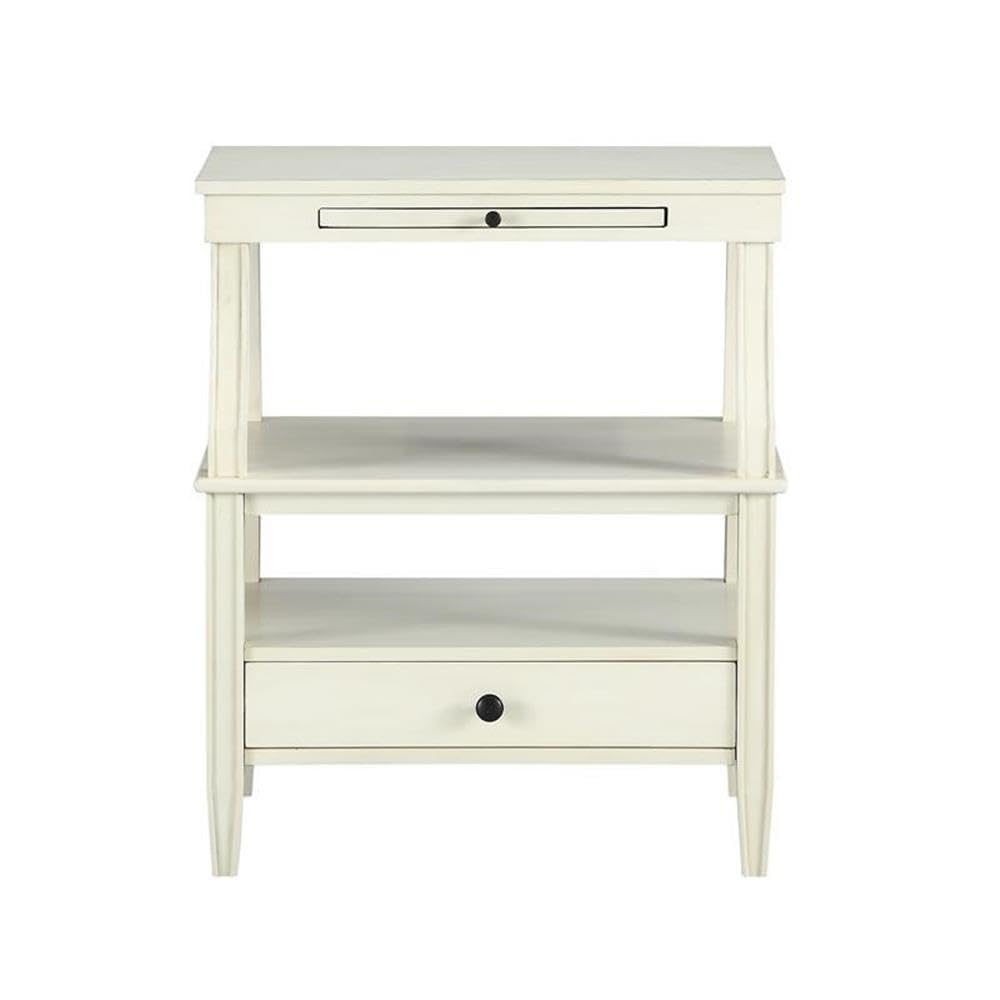 Comfort Pointe Newton Antique White Wood 1-Drawer Storage Nightstand