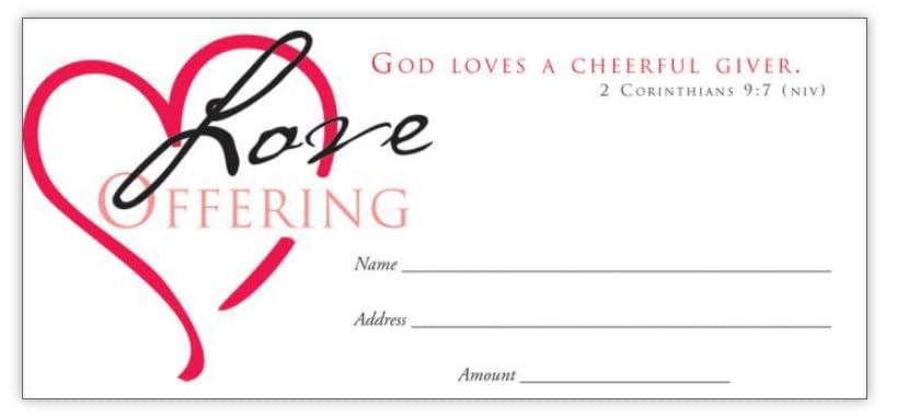 Tithing Envelopes - God Loves A Cheerful Giver Love Offering - Pack Of 100