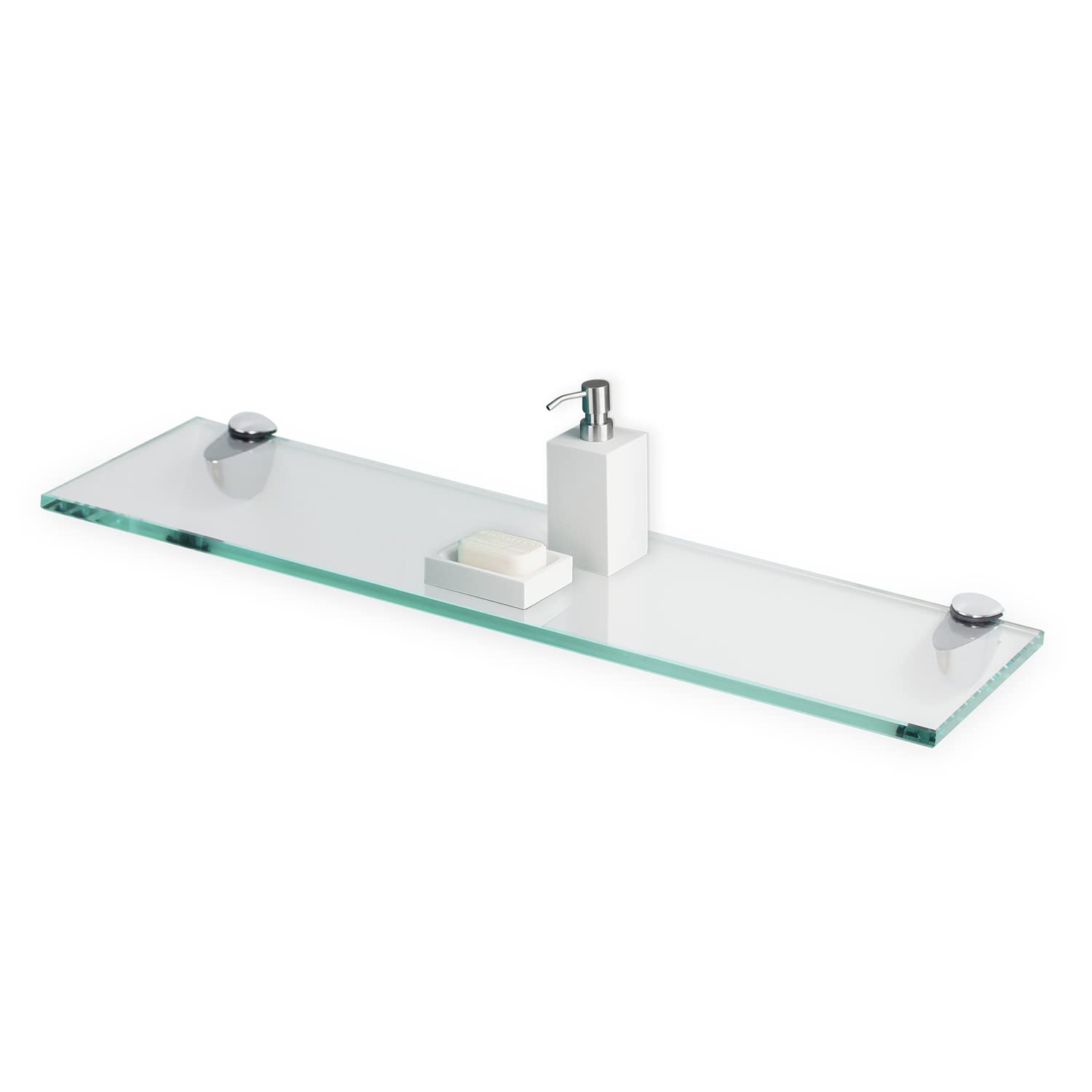 Fab Glass and Mirror 12 X 18 Rectangle Floating Clear Tempered Kit Glass Shelf,