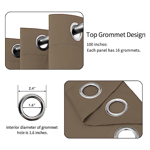 Easy-Going Blackout Door Curtains For Bedroom, Solid Thermal Insulated Grommet And Noise Reduction Window Drapes, Room Darkening Curtains For Living Room, 1 Panel (100X84 In, Camel)
