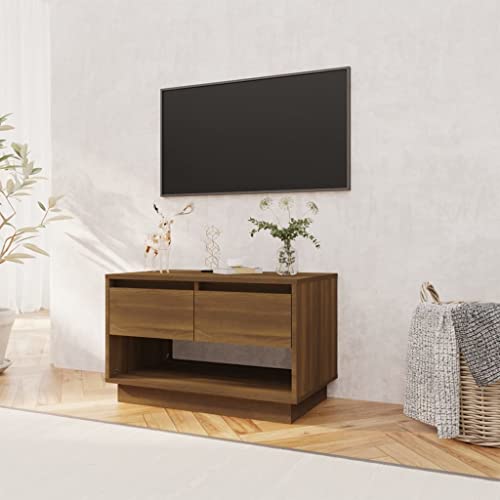 vidaXL TV Cabinet Brown Oak 27.6&quot;x16.1&quot;x17.3&quot; Chipboard