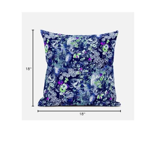 HomeRoots 18' Purple Blue Springtime Zippered Suede Throw Pillow