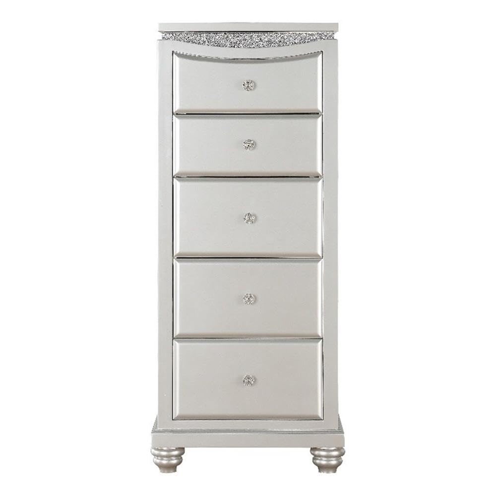 Acme Maverick 5-Drawer Wooden Lingerie Chest in White Platinum