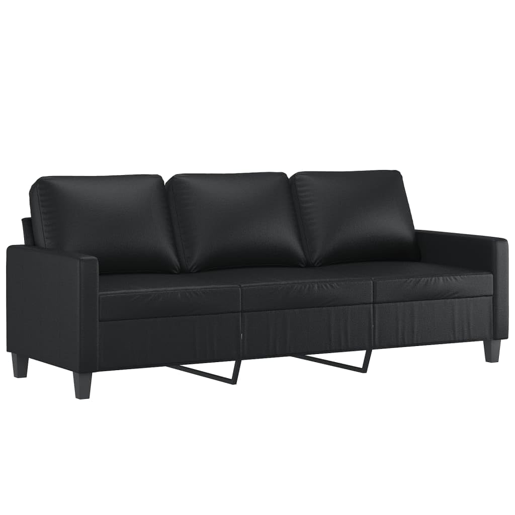 vidaXL Set of 2 sofas, TV armchairs with cushions, relax sofas, upholstered seats for living room, black synthetic leather