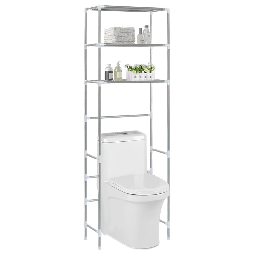 vidaXL Stainless Steel 3-Tier Storage Rack Over Toilet - Efficient Space-Saving Organizer for Bathroom or Laundry Room 20.9x11x66.5