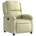 vidaXL Manual Recliner Chair for Living Room, Adjustable Recliner with Padded Seat & Backrest, Home Theater Seating with Side Pocket, Cream Real Leather