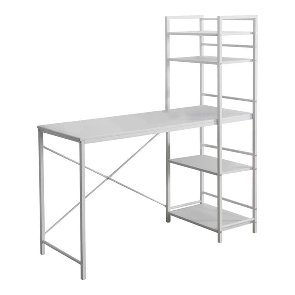 Monarch Specialties Study Workstation with 4 Bookshelves-Home & Office Computer Desk with 4 Tier, 48&quot;, White