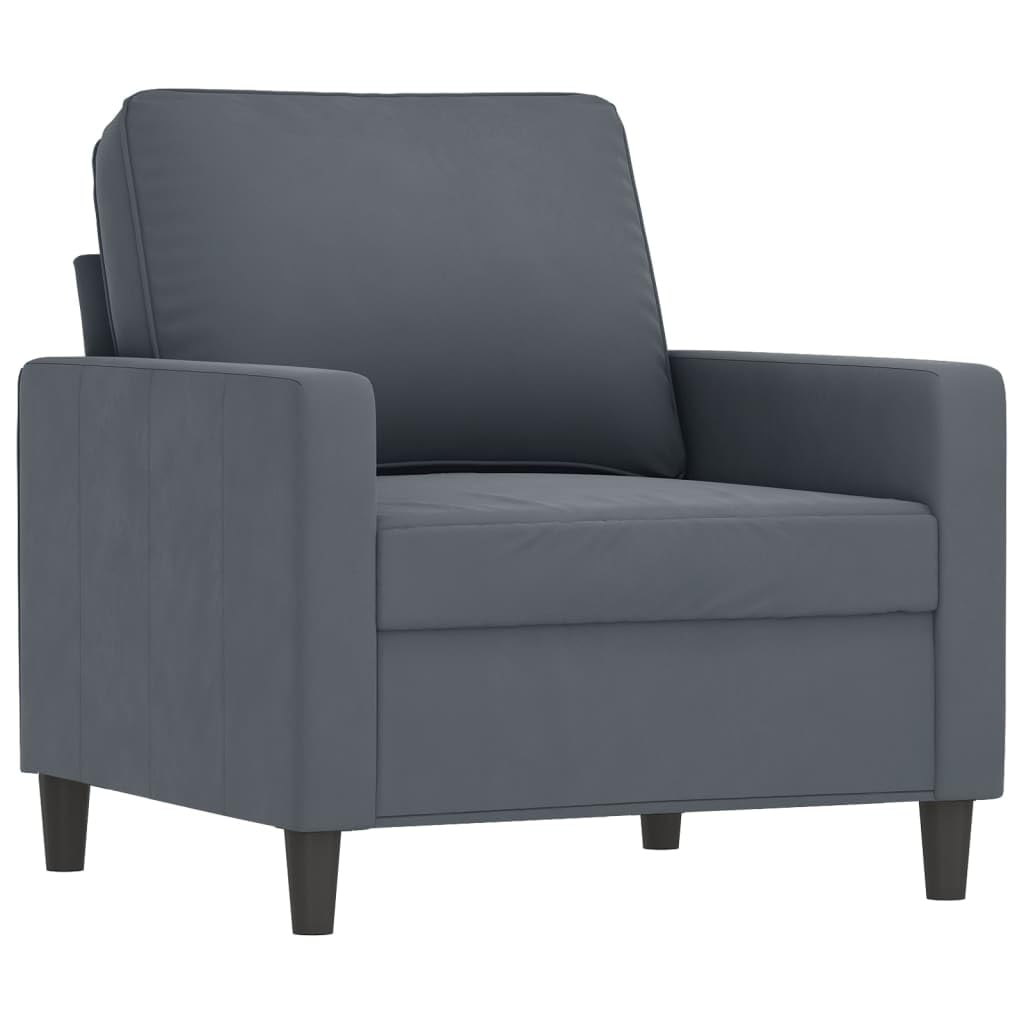 vidaXL Dark Gray Sofa Chair - Velvet Upholstered Seating with Metal Frame - Modern Design for Living Room and Office Area Comfort