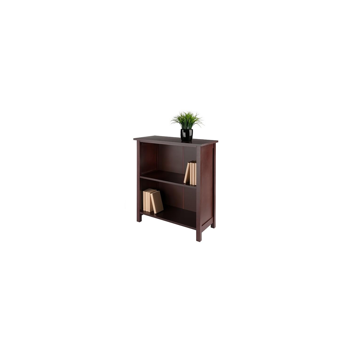 Winsome Milan Solid/Composite Wood 3-Tier Medium Storage Shelf or Bookcase, Antique Walnut (94228)