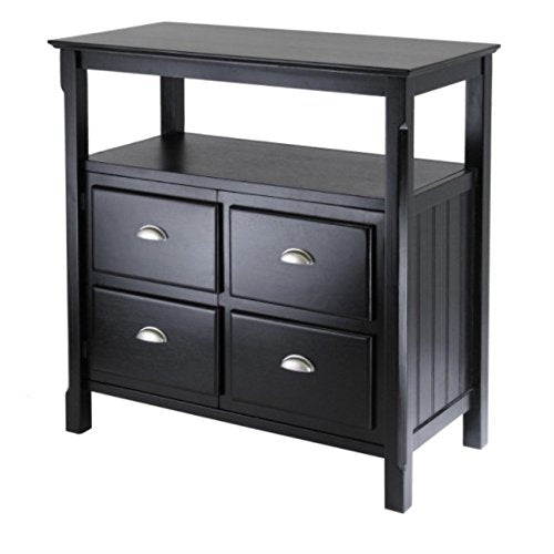 Ergode Wood Timber Buffet Cabinet - Contemporary Storage with Open Shelf, 2 Doors & Elegant Design - Black Finish - 36" W x 18.03" D x 35.98" H