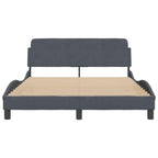 vidaXL Bed Frame with Headboard, Full Velvet, Dark Gray - Modern Style, Plywood Slats, Sturdy Legs, 53.9"x 74.8"