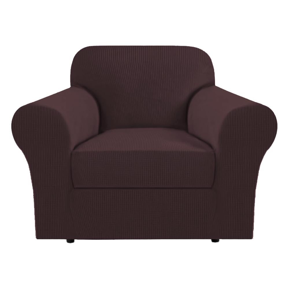H.Versailtex Stretch Armchair Covers Slipcover 2 Piece Chair Covers For Living Room Furniture Cover Suit For T Cushion/Box Cushi