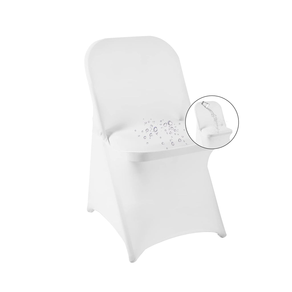 Magalo 50 Pack White Spandex Folding Waterproof Chair Cover, Stretch Chair Cover Protector For Wedding, Party, Dining Banquet And Other Special Events