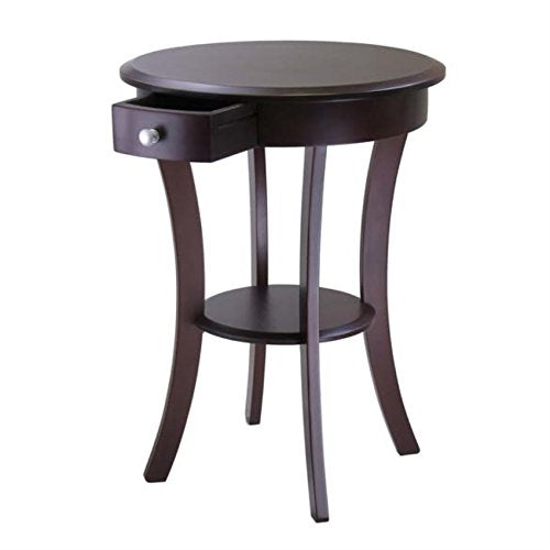 Ergode Deluxe Wood Sasha Accent Table | Sleek Curved Design | Ample Storage | Black Finish | Multiple Finishes Available | Assembly Hardware Included | 20' W x 20' D x 27' H (40627-VV)