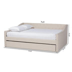 Baxton Studio Haylie Modern and Contemporary Beige Fabric Upholstered Full Size Daybed with Roll-Out Trundle Bed