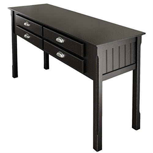 Ergode Wood Timber Console Table - Contemporary Design, Black Finish, 4 Storage Drawers, Entryway Furniture, Easy Assembly - 47.6" W x 15.7" D x 29.1" H