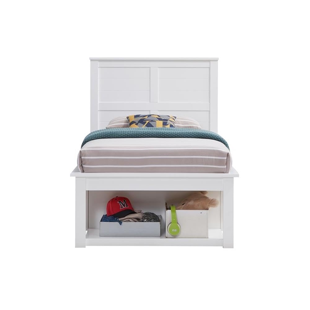 Acme Iolanda Wooden Twin Panel Bed with Storage in White