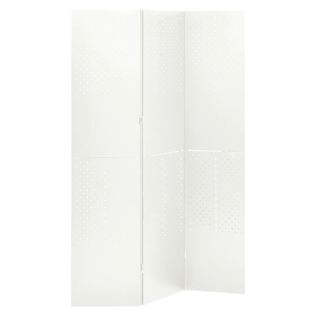 vidaXL 3-Panel Room Divider in White - 47.2"x70.9", Durable Steel Partition Screen with Rubber feet, Versatile for Bedroom, Dining Room & Living Room Decoration