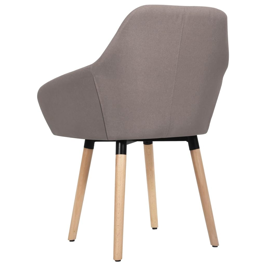 vidaXL Set of 2 Dining Chairs - Taup Fabric Upholstery with Solid Wood Legs and Padded Seat - for Dining Room & Living Room