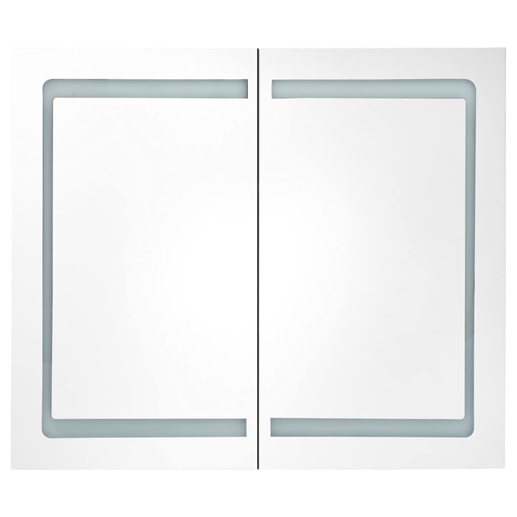vidaXL LED Bathroom Mirror Cabinet with Shelves ?White and Silver ?Wall Mounted Design with On/Off Switch and USB Interface - 31.5&quot;x4.8&quot;x26.8&quot;