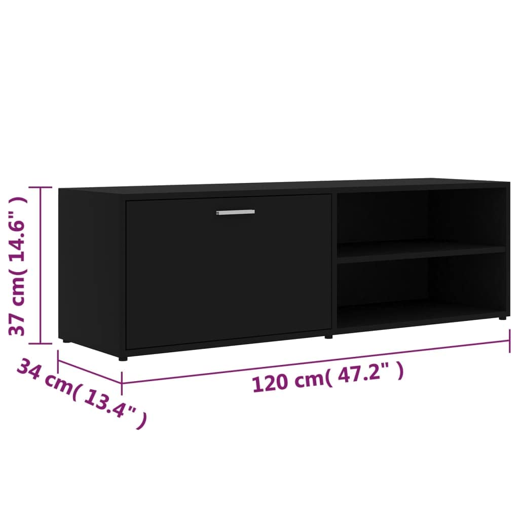 vidaXL TV Stand, TV Stand for Living Room, Sideboard with Storage, TV Console Media Unit Cupboard, Scandinavian Style, Black Engineered Wood